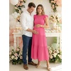image:imageZESICA Womens 2026 Summer Casual Flutter Short Sleeve Smocked Midi DressHot Pink