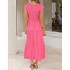 image:imageZESICA Womens 2026 Summer Casual Flutter Short Sleeve Smocked Midi DressHot Pink