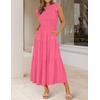 image:imageZESICA Womens 2026 Summer Casual Flutter Short Sleeve Smocked Midi DressHot Pink