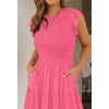 image:imageZESICA Womens 2026 Summer Casual Flutter Short Sleeve Smocked Midi DressHot Pink