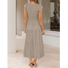 image:imageZESICA Womens 2026 Summer Casual Flutter Short Sleeve Smocked Midi DressLight Khaki