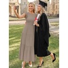 image:imageZESICA Womens 2026 Summer Casual Flutter Short Sleeve Smocked Midi DressLight Khaki