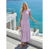 image:imageZESICA Womens 2026 Summer Casual Flutter Short Sleeve Smocked Midi DressLight Purple