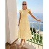 image:imageZESICA Womens 2026 Summer Casual Flutter Short Sleeve Smocked Midi DressLight Yellow