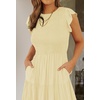image:imageZESICA Womens 2026 Summer Casual Flutter Short Sleeve Smocked Midi DressLight Yellow