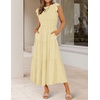 image:imageZESICA Womens 2026 Summer Casual Flutter Short Sleeve Smocked Midi DressLight Yellow