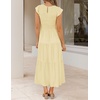 image:imageZESICA Womens 2026 Summer Casual Flutter Short Sleeve Smocked Midi DressLight Yellow