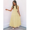 image:imageZESICA Womens 2026 Summer Casual Flutter Short Sleeve Smocked Midi DressLight Yellow