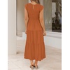 image:imageZESICA Womens 2026 Summer Casual Flutter Short Sleeve Smocked Midi DressOrange