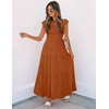 image:imageZESICA Womens 2026 Summer Casual Flutter Short Sleeve Smocked Midi DressOrange