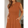 image:imageZESICA Womens 2026 Summer Casual Flutter Short Sleeve Smocked Midi DressOrange