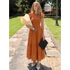 image:imageZESICA Womens 2026 Summer Casual Flutter Short Sleeve Smocked Midi DressOrange
