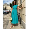 image:imageZESICA Womens 2026 Summer Casual Flutter Short Sleeve Smocked Midi DressPeacock