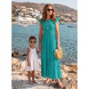 image:imageZESICA Womens 2026 Summer Casual Flutter Short Sleeve Smocked Midi DressPeacock