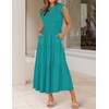 image:imageZESICA Womens 2026 Summer Casual Flutter Short Sleeve Smocked Midi DressPeacock