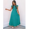 image:imageZESICA Womens 2026 Summer Casual Flutter Short Sleeve Smocked Midi DressPeacock