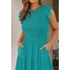 image:imageZESICA Womens 2026 Summer Casual Flutter Short Sleeve Smocked Midi DressPeacock