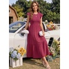 image:imageZESICA Womens 2026 Summer Casual Flutter Short Sleeve Smocked Midi DressPlum
