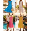 image:imageZESICA Womens 2026 Summer Casual Flutter Short Sleeve Smocked Midi DressPlum