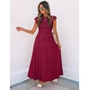 image:imageZESICA Womens 2026 Summer Casual Flutter Short Sleeve Smocked Midi DressPlum