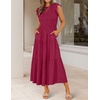 image:imageZESICA Womens 2026 Summer Casual Flutter Short Sleeve Smocked Midi DressPlum