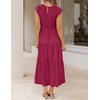 image:imageZESICA Womens 2026 Summer Casual Flutter Short Sleeve Smocked Midi DressPlum