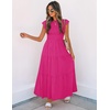 image:imageZESICA Womens 2026 Summer Casual Flutter Short Sleeve Smocked Midi DressRose