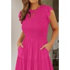 image:imageZESICA Womens 2026 Summer Casual Flutter Short Sleeve Smocked Midi DressRose