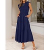 image:imageZESICA Womens 2026 Summer Casual Flutter Short Sleeve Smocked Midi DressRoyal Blue