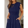 image:imageZESICA Womens 2026 Summer Casual Flutter Short Sleeve Smocked Midi DressRoyal Blue