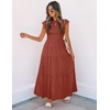 image:imageZESICA Womens 2026 Summer Casual Flutter Short Sleeve Smocked Midi DressRust
