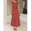 image:imageZESICA Womens 2026 Summer Casual Flutter Short Sleeve Smocked Midi DressRust
