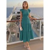 image:imageZESICA Womens 2026 Summer Casual Flutter Short Sleeve Smocked Midi DressTeal Green