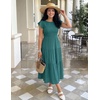 image:imageZESICA Womens 2026 Summer Casual Flutter Short Sleeve Smocked Midi DressTeal Green
