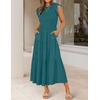 image:imageZESICA Womens 2026 Summer Casual Flutter Short Sleeve Smocked Midi DressTeal Green