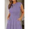 image:imageZESICA Womens 2026 Summer Casual Flutter Short Sleeve Smocked Midi DressViolet