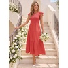 image:imageZESICA Womens 2026 Summer Casual Flutter Short Sleeve Smocked Midi DressWatermelonred