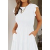 image:imageZESICA Womens 2026 Summer Casual Flutter Short Sleeve Smocked Midi DressWhite