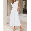 image:imageZESICA Womens 2026 Summer Casual Flutter Short Sleeve Smocked Midi DressWhite