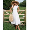 image:imageZESICA Womens 2026 Summer Casual Flutter Short Sleeve Smocked Midi DressWhite
