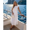 image:imageZESICA Womens 2026 Summer Casual Flutter Short Sleeve Smocked Midi DressWhite