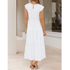 image:imageZESICA Womens 2026 Summer Casual Flutter Short Sleeve Smocked Midi DressWhite