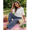 image:imageZESICA Womens 2026 Summer Striped Wide Leg Palazzo Pants with PocketsDusty Blue