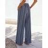 image:imageZESICA Womens 2026 Summer Striped Wide Leg Palazzo Pants with PocketsDusty Blue