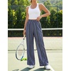 image:imageZESICA Womens 2026 Summer Striped Wide Leg Palazzo Pants with PocketsDusty Blue