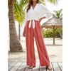 image:imageZESICA Womens 2026 Summer Striped Wide Leg Palazzo Pants with PocketsOrange