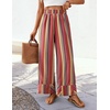 image:imageZESICA Womens 2026 Summer Striped Wide Leg Palazzo Pants with PocketsOrange Red