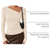 image:imageZESICA Womens Asymmetrical Long Sleeve Fall Shirt Going Out Top Work BlouseApricot