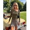 image:imageZESICA Womens Asymmetrical Long Sleeve Fall Shirt Going Out Top Work BlouseArmy Green