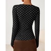 image:imageZESICA Womens Asymmetrical Long Sleeve Fall Shirt Going Out Top Work BlouseBlack Polka Dot